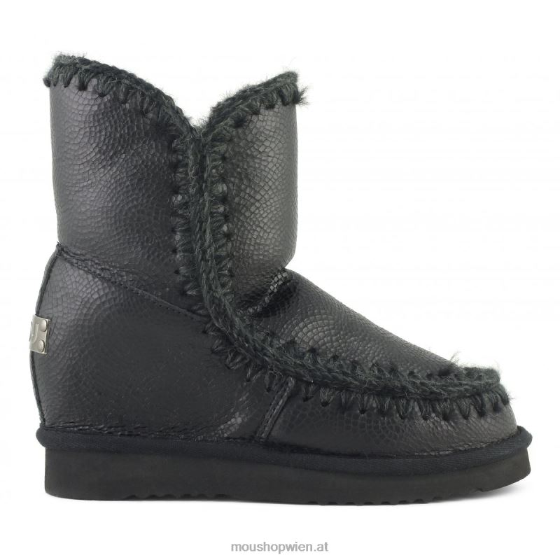 Frauen Eskimo-Innenkeil kurz Mou P660X541 geprägtes Spiralschwarz