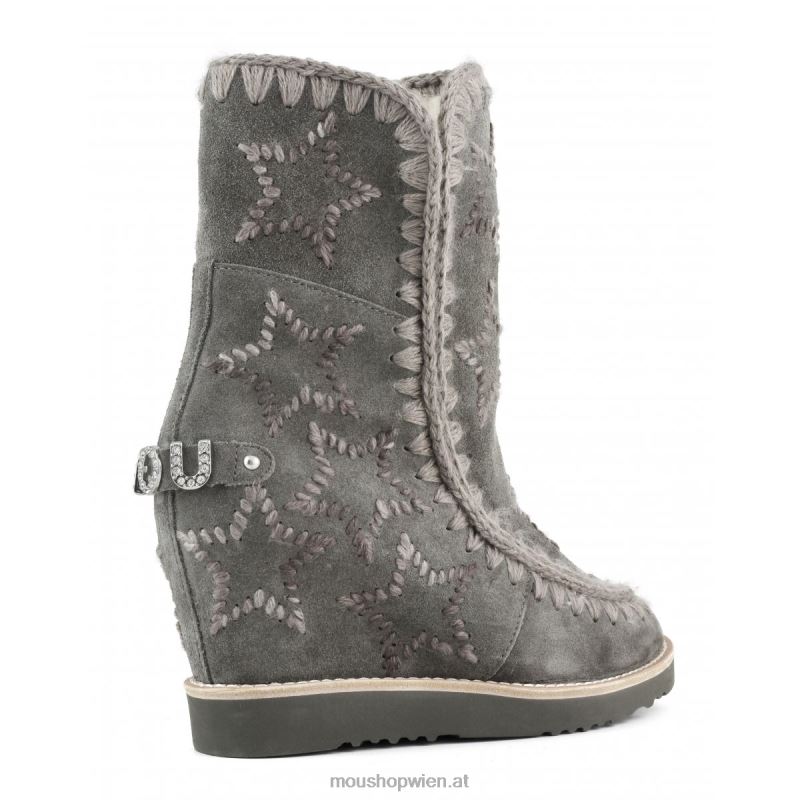 Frauen Französische Spitze mit bestickten Sternen aus Wolle Mou P660X570 Holzkohle