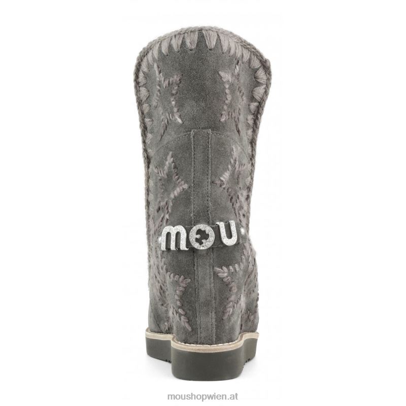 Frauen Französische Spitze mit bestickten Sternen aus Wolle Mou P660X570 Holzkohle