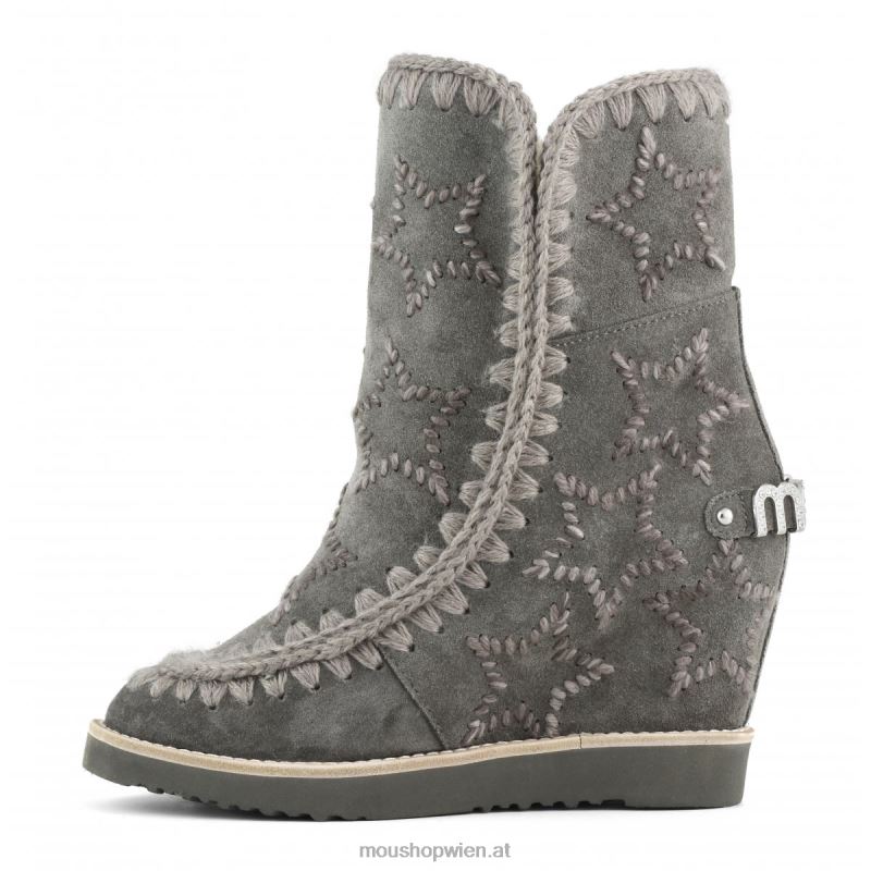 Frauen Französische Spitze mit bestickten Sternen aus Wolle Mou P660X570 Holzkohle