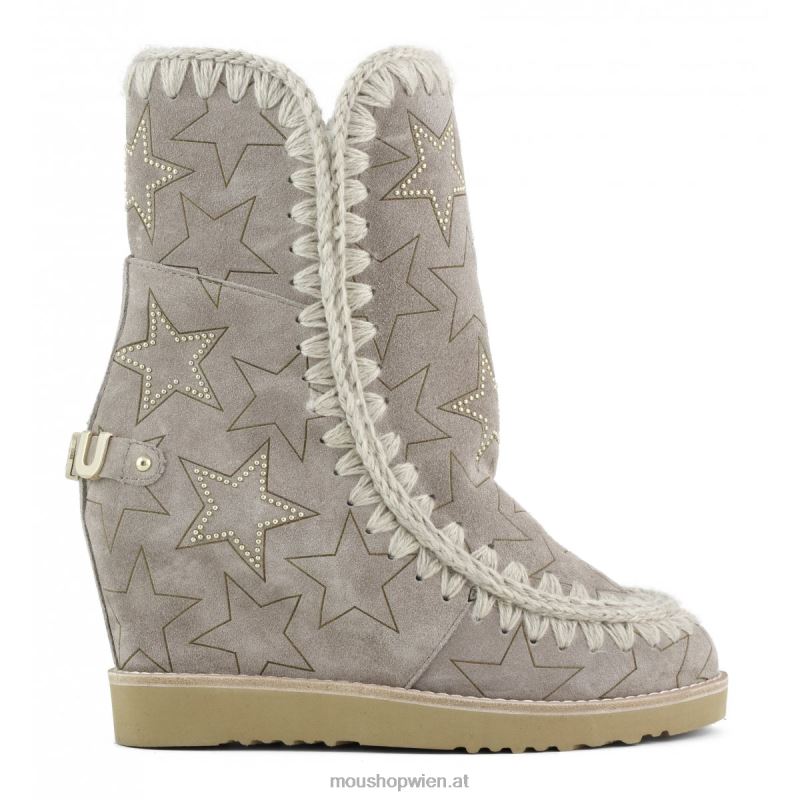 Frauen Französische Spitze mit gelaserten Sternen und Mikronieten Mou P660X569 Elefantengrau