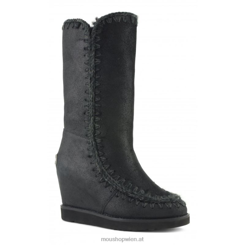 Frauen Französischer Zehenkeil hoch Mou P660X580 rissig schwarz/grau