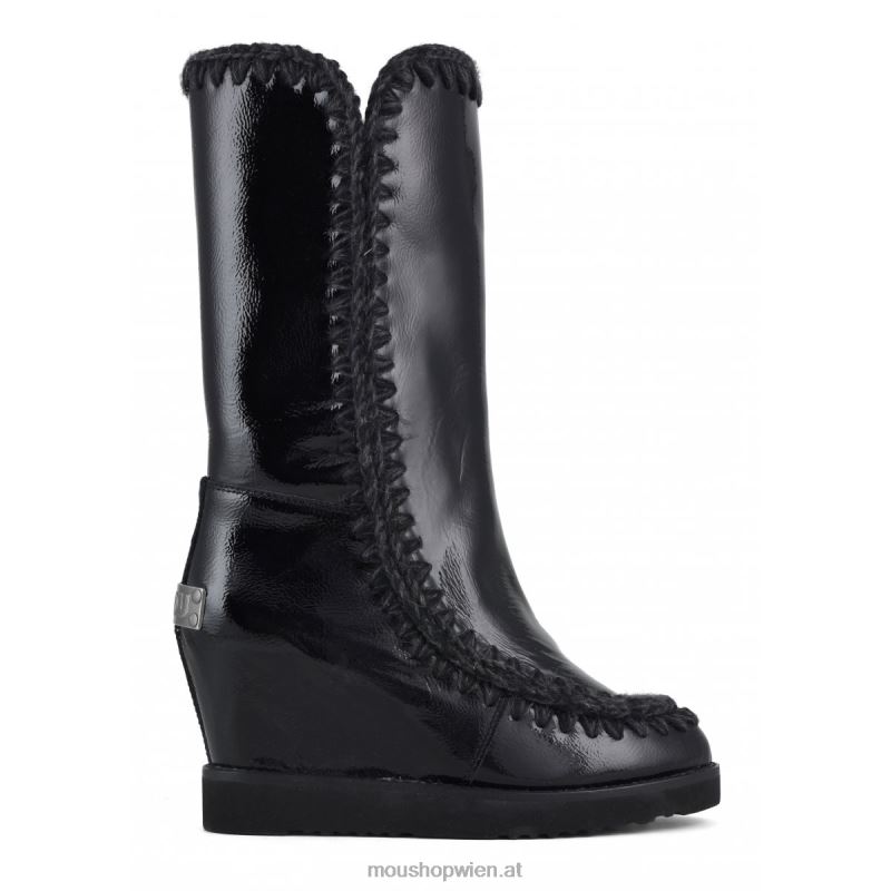 Frauen Französischer Zehenkeil hoch Mou P660X581 Lackschwarz