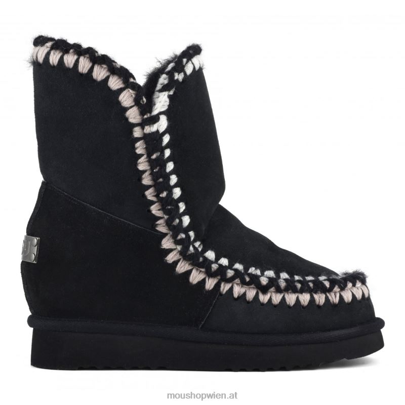 Frauen Innenkeil-Shorts mit 3D-Übersteppung Mou P660X547 Schwarz