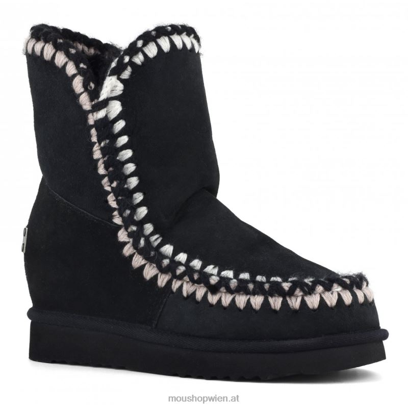 Frauen Innenkeil-Shorts mit 3D-Übersteppung Mou P660X547 Schwarz