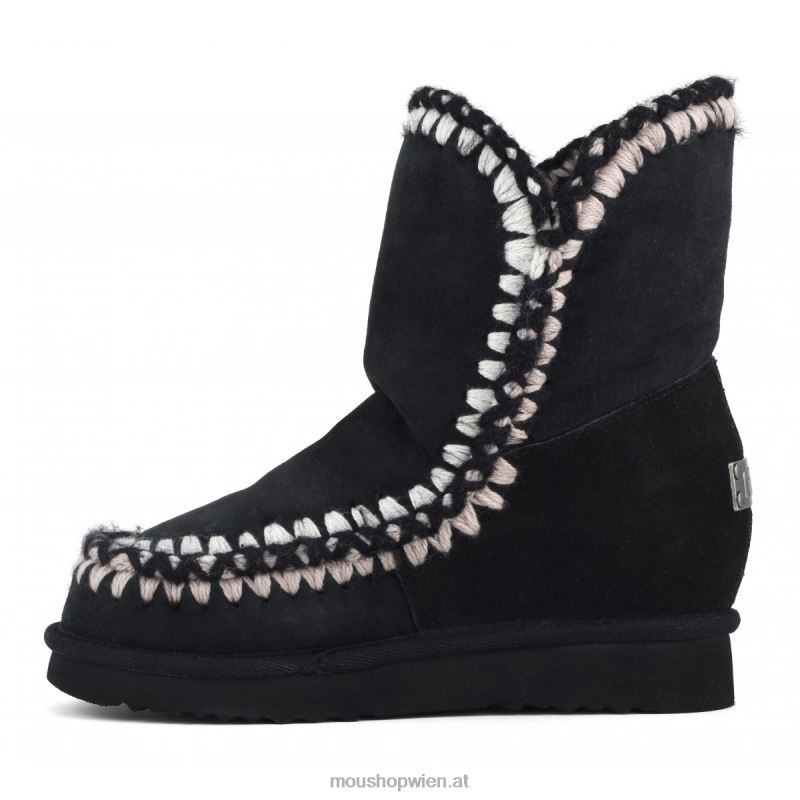 Frauen Innenkeil-Shorts mit 3D-Übersteppung Mou P660X547 Schwarz