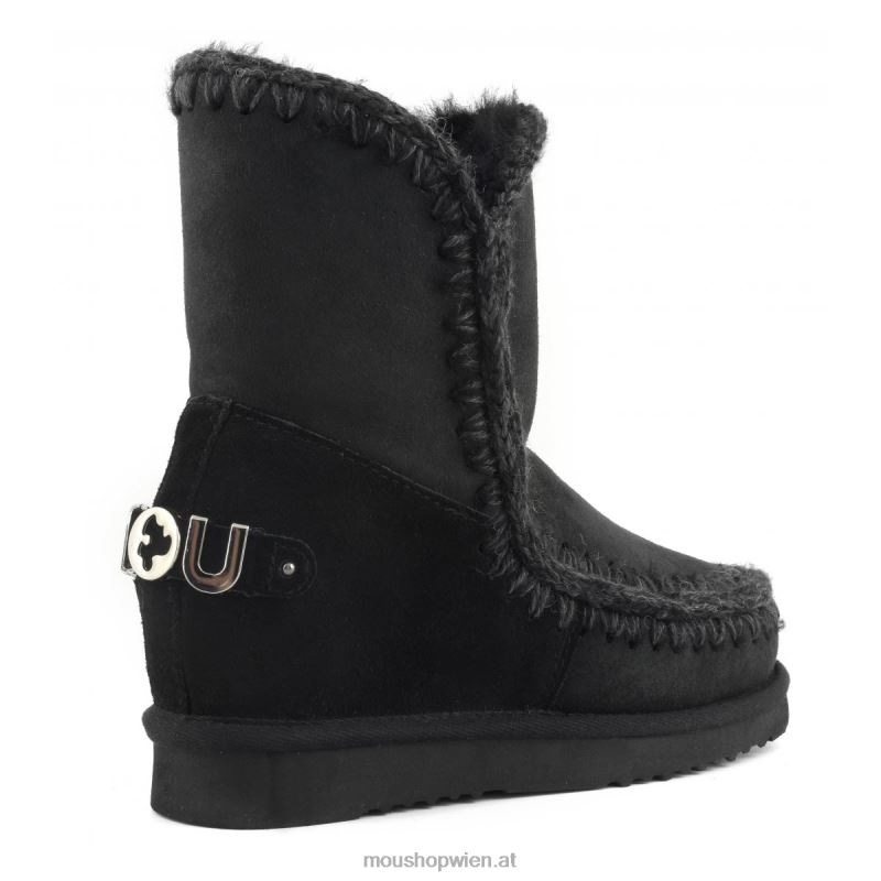 Frauen Innenkeil, kurzes metallisches Logo Mou P660X558 Schwarz