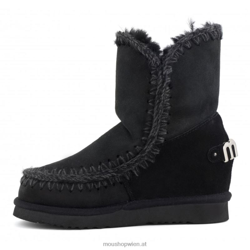 Frauen Innenkeil, kurzes metallisches Logo Mou P660X558 Schwarz