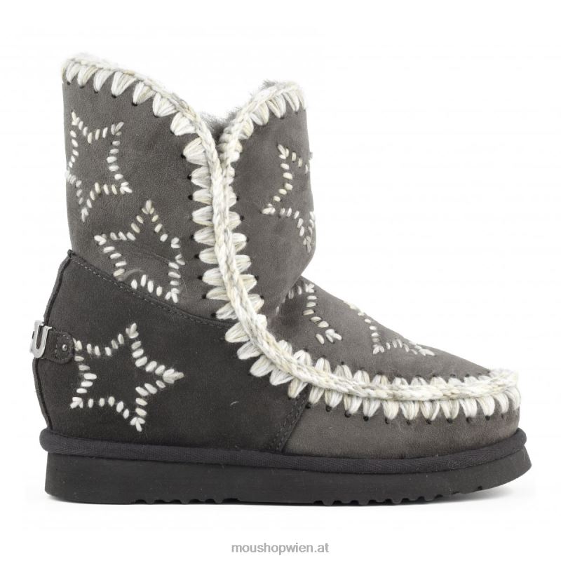 Frauen Innenkeil mit bestickten Sternen aus Wolle Mou P660X535 Holzkohle