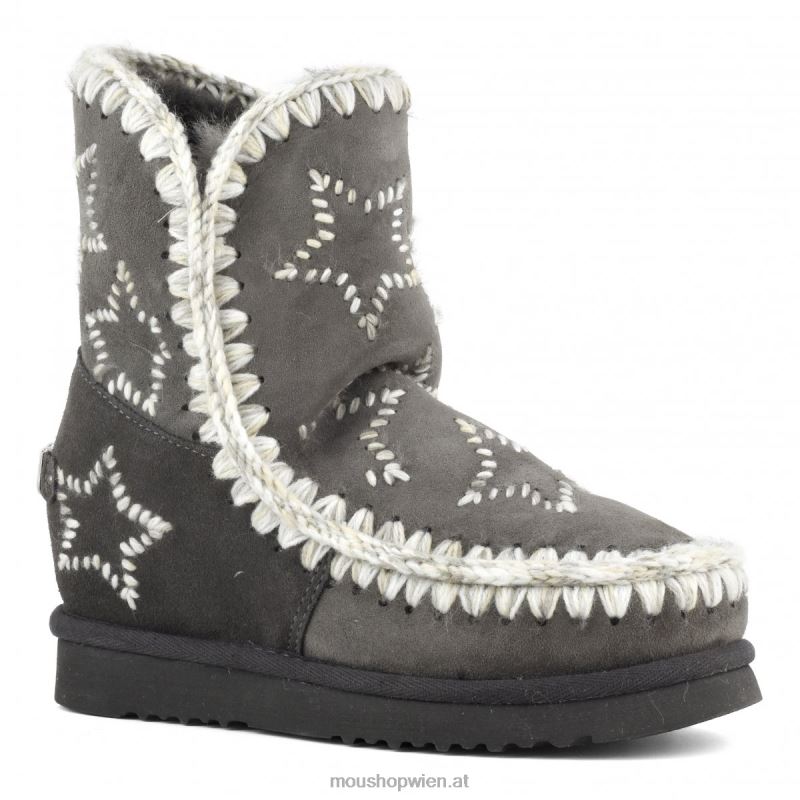 Frauen Innenkeil mit bestickten Sternen aus Wolle Mou P660X535 Holzkohle