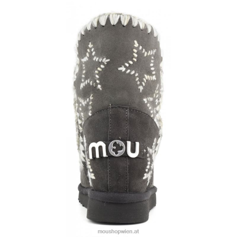 Frauen Innenkeil mit bestickten Sternen aus Wolle Mou P660X535 Holzkohle