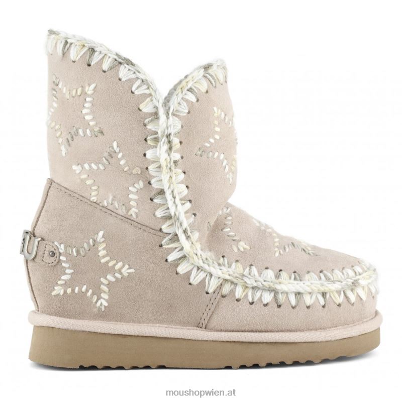 Frauen Innenkeil mit bestickten Sternen aus Wolle Mou P660X536 rosabeige