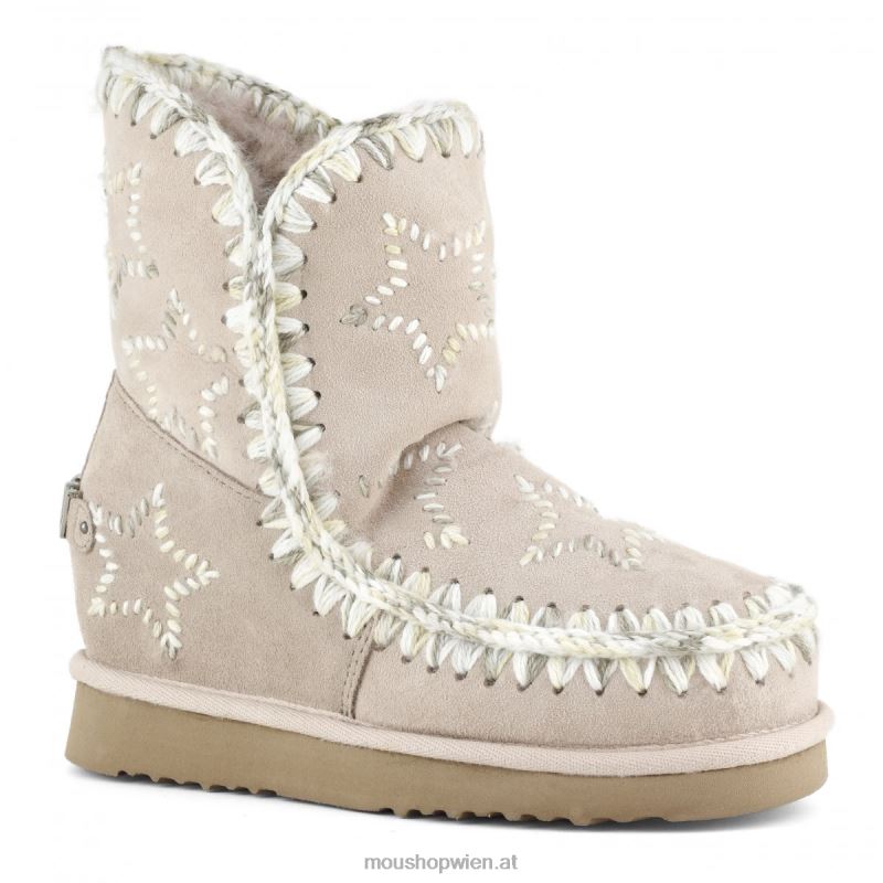 Frauen Innenkeil mit bestickten Sternen aus Wolle Mou P660X536 rosabeige