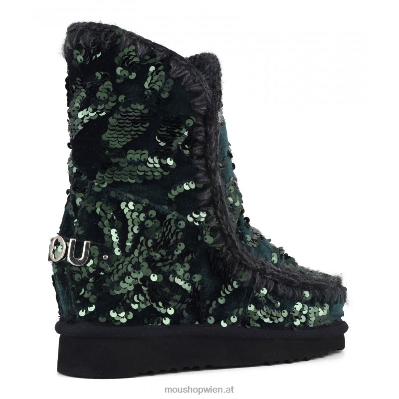 Frauen Innenkeil mit schillernden Pailletten Mou P660X544 schillernde Pailletten grün auf Samt