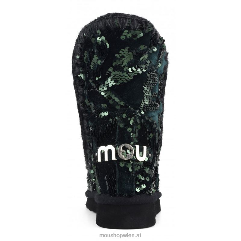 Frauen Innenkeil mit schillernden Pailletten Mou P660X544 schillernde Pailletten grün auf Samt