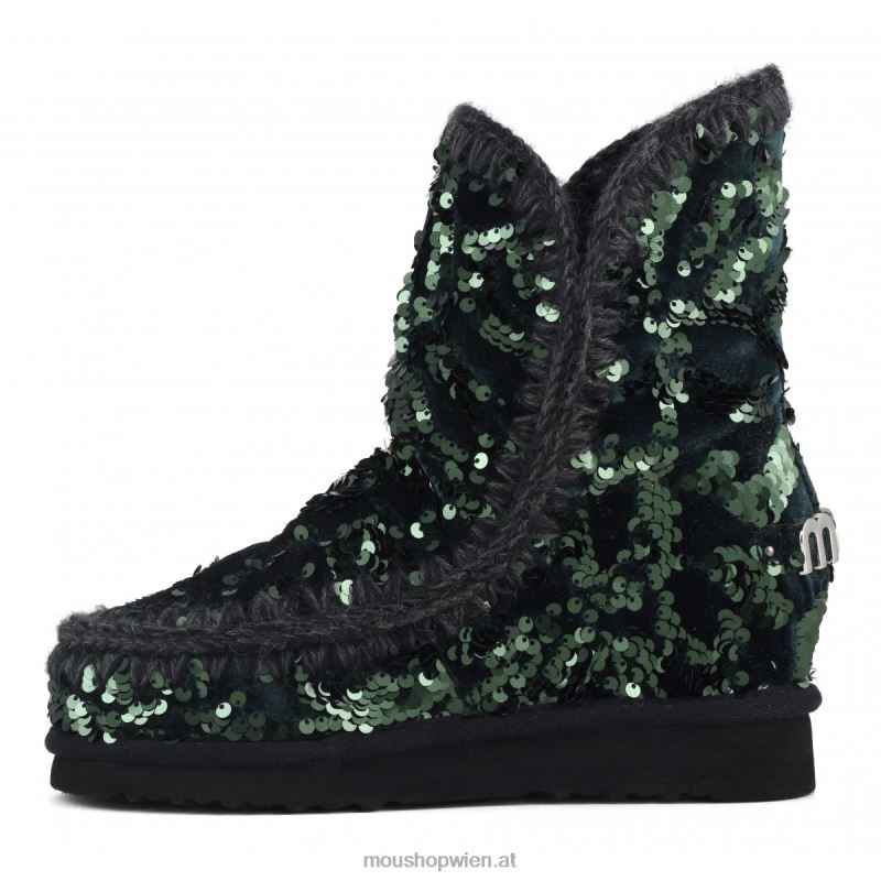 Frauen Innenkeil mit schillernden Pailletten Mou P660X544 schillernde Pailletten grün auf Samt