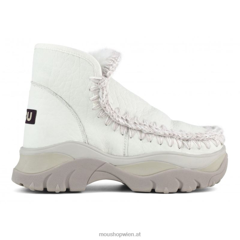 Frauen Klobiger Eskimo-Sneaker Mou P660X717 Nubuk echtes Weiß