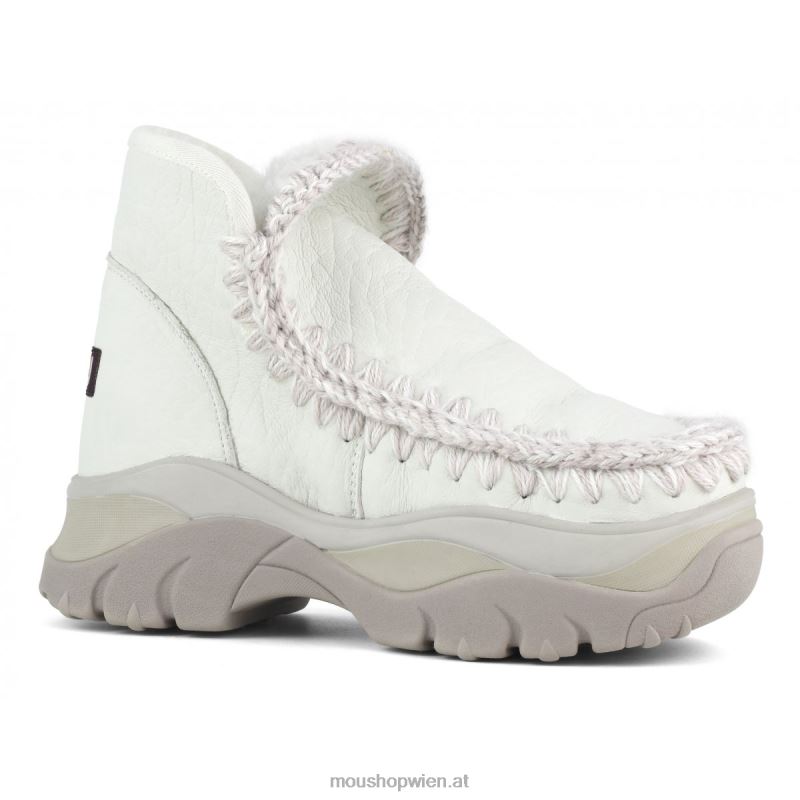 Frauen Klobiger Eskimo-Sneaker Mou P660X717 Nubuk echtes Weiß
