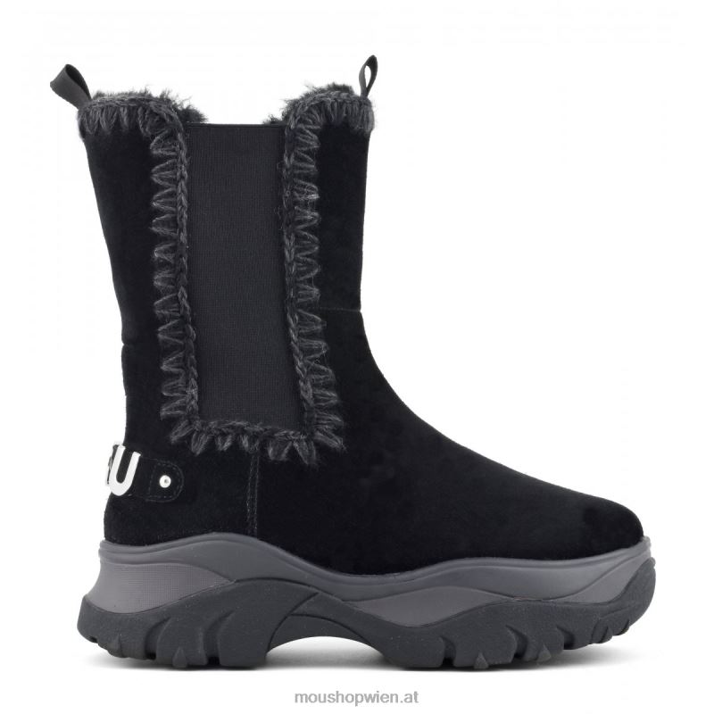 Frauen Klobiger, hoher Eskimo-Chelsea-Stiefel Mou P660X726 Schwarz