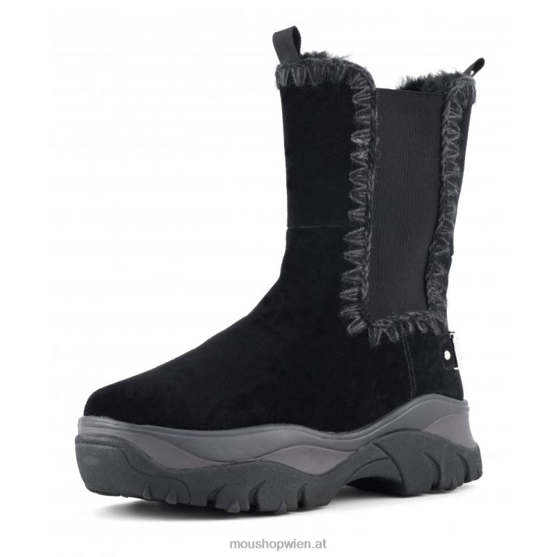 Frauen Klobiger, hoher Eskimo-Chelsea-Stiefel Mou P660X726 Schwarz