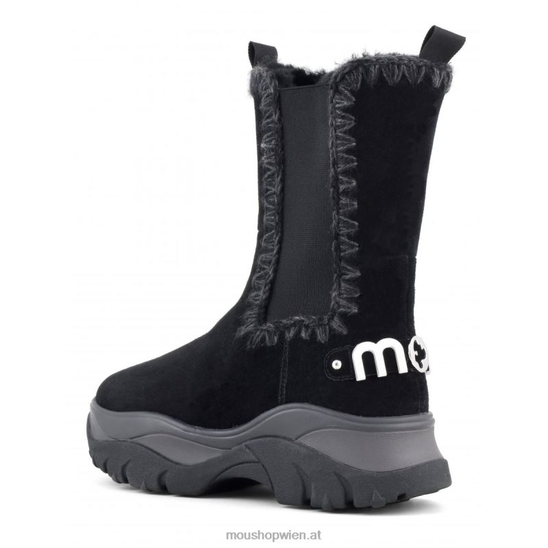 Frauen Klobiger, hoher Eskimo-Chelsea-Stiefel Mou P660X726 Schwarz