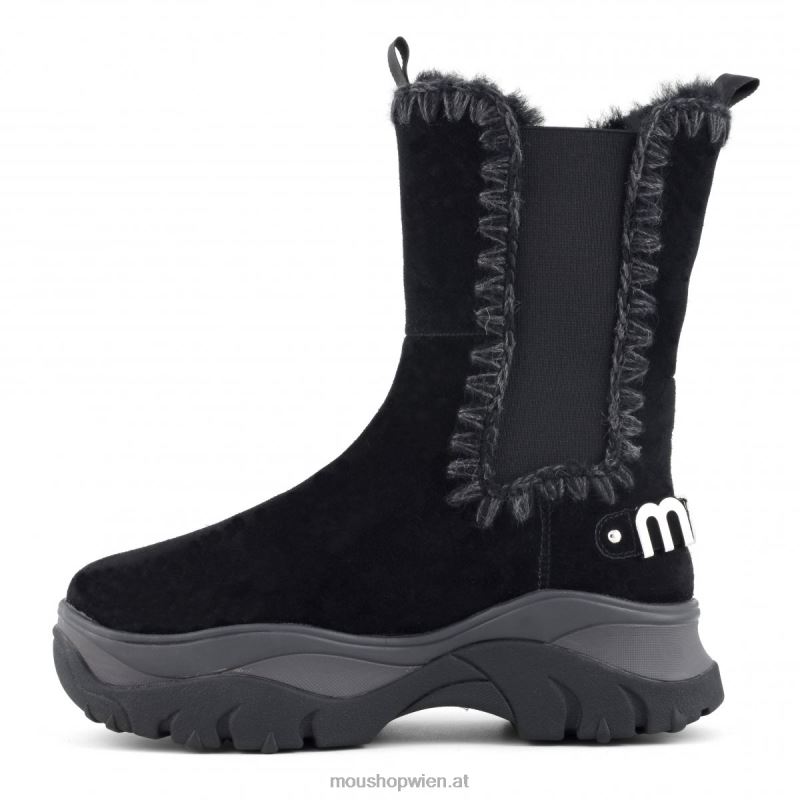 Frauen Klobiger, hoher Eskimo-Chelsea-Stiefel Mou P660X726 Schwarz