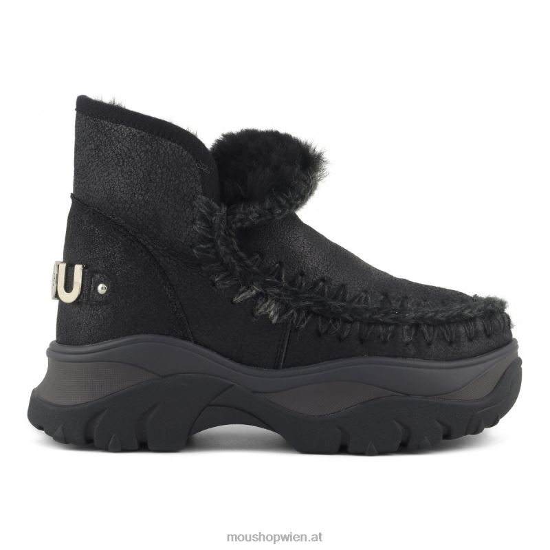 Frauen klobiger Sneaker Eskimo Mou P660X722 rissig schwarz/grau