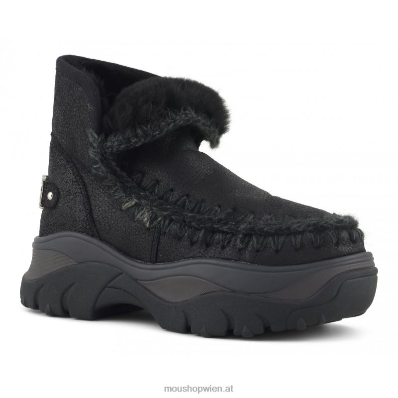 Frauen klobiger Sneaker Eskimo Mou P660X722 rissig schwarz/grau