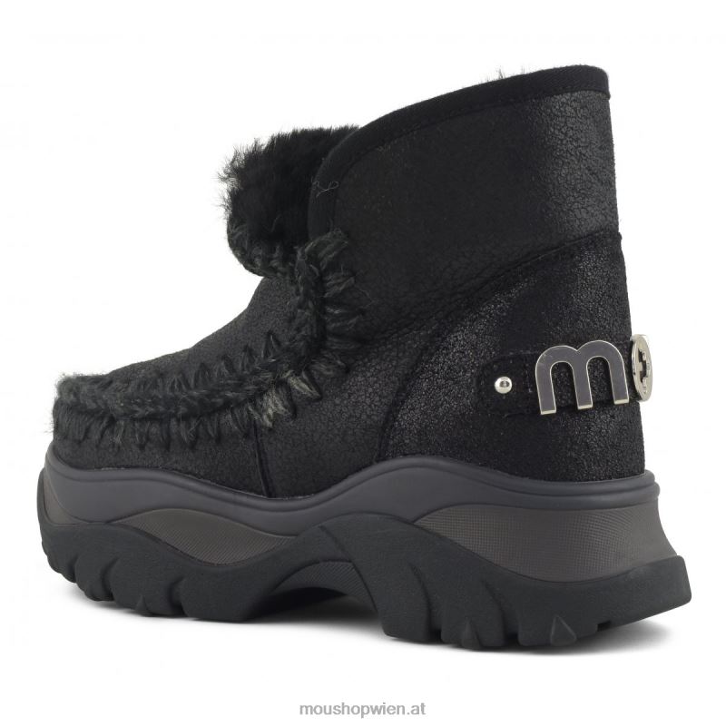 Frauen klobiger Sneaker Eskimo Mou P660X722 rissig schwarz/grau