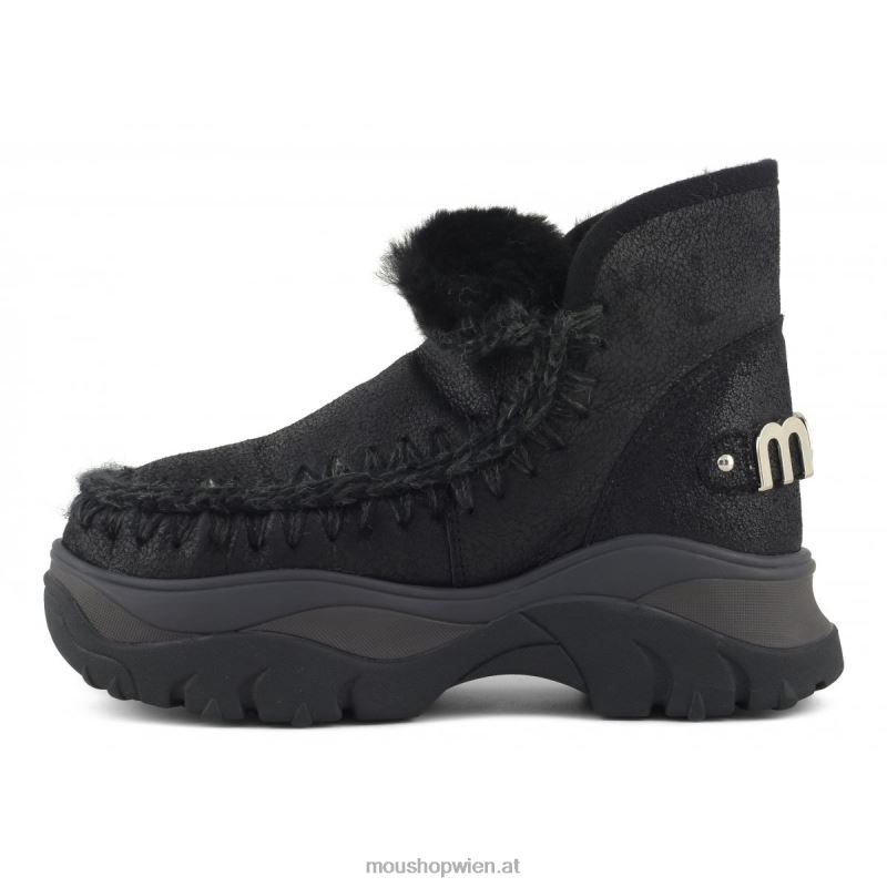 Frauen klobiger Sneaker Eskimo Mou P660X722 rissig schwarz/grau
