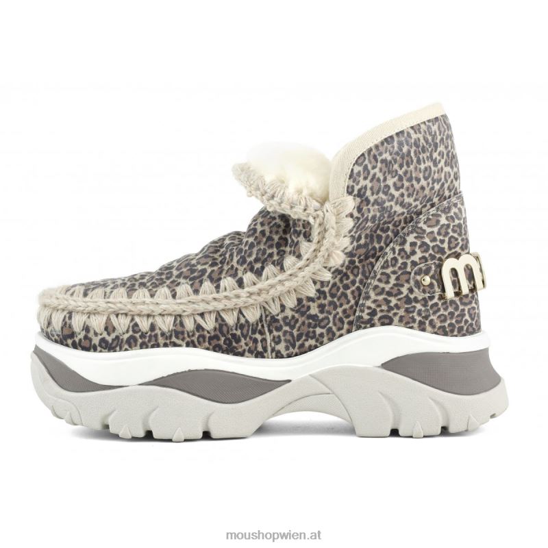 Frauen klobiger Sneaker Eskimo Mou P660X723 kleines Gepardenleder