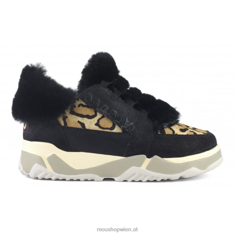 Frauen Eskimo-Schnürschuh Mou P660X705 rissig schwarz/grau
