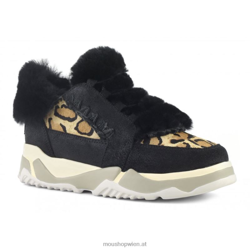 Frauen Eskimo-Schnürschuh Mou P660X705 rissig schwarz/grau