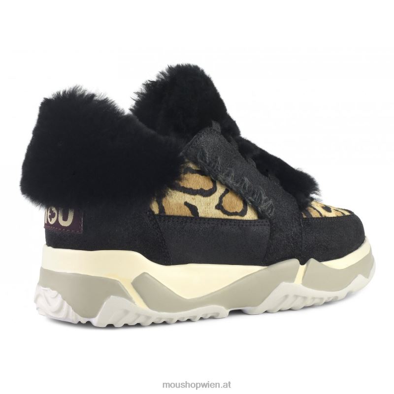 Frauen Eskimo-Schnürschuh Mou P660X705 rissig schwarz/grau