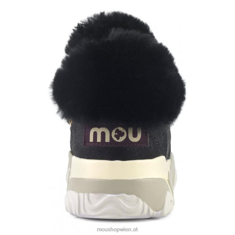 Frauen Eskimo-Schnürschuh Mou P660X705 rissig schwarz/grau