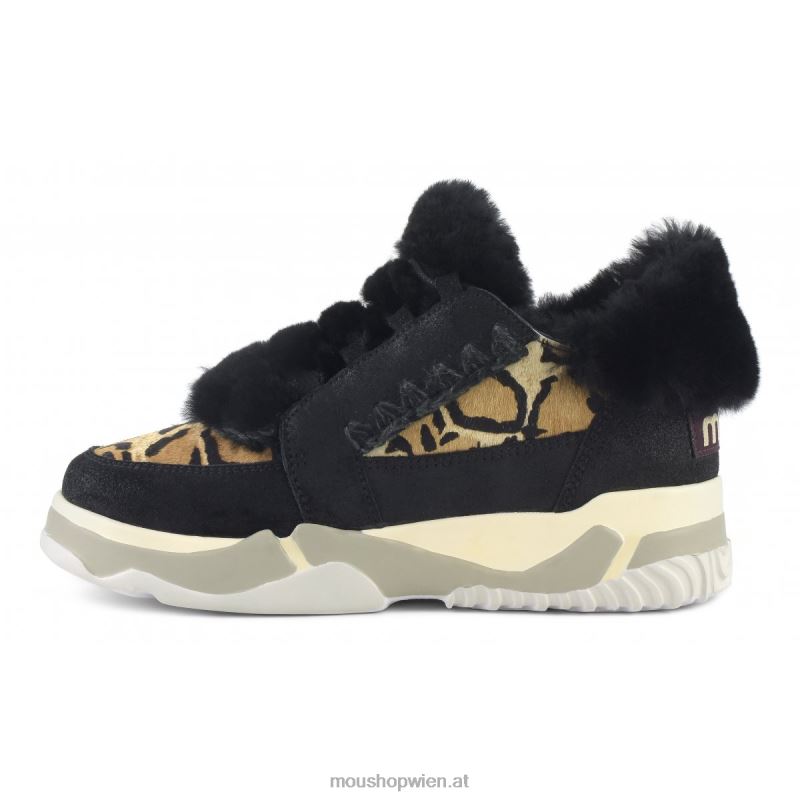 Frauen Eskimo-Schnürschuh Mou P660X705 rissig schwarz/grau