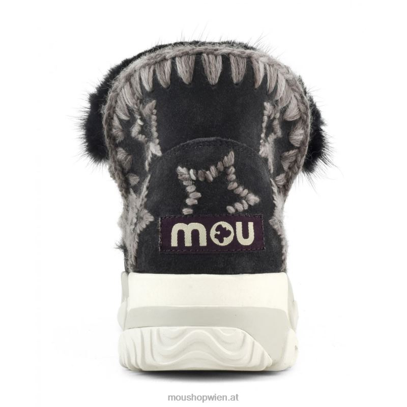 Frauen Eskimo-Sneaker aus Wolle mit Sternenstickerei Mou P660X690 aus schwarz