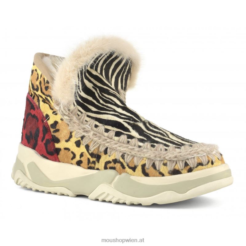 Frauen Eskimo-Trainer aus gemischtem Ponyfell Mou P660X687 Zebra schwarz weiß