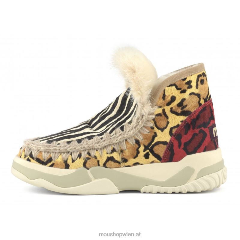 Frauen Eskimo-Trainer aus gemischtem Ponyfell Mou P660X687 Zebra schwarz weiß