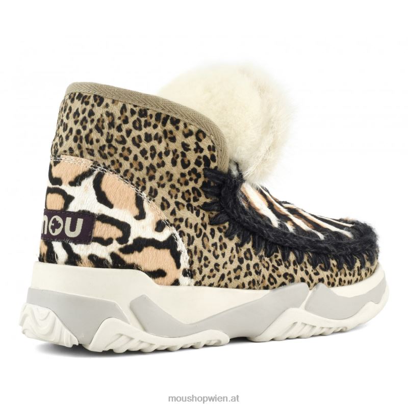 Frauen Eskimo-Trainer aus gemischtem Ponyfell Mou P660X689 Zebra mit weißem Hintergrund und Orange