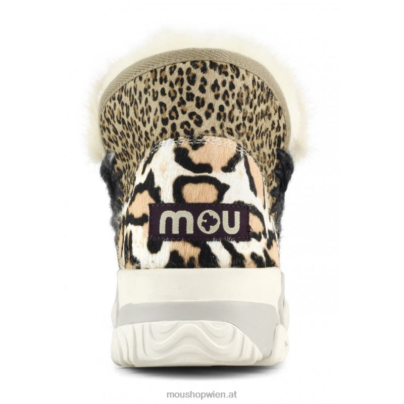 Frauen Eskimo-Trainer aus gemischtem Ponyfell Mou P660X689 Zebra mit weißem Hintergrund und Orange