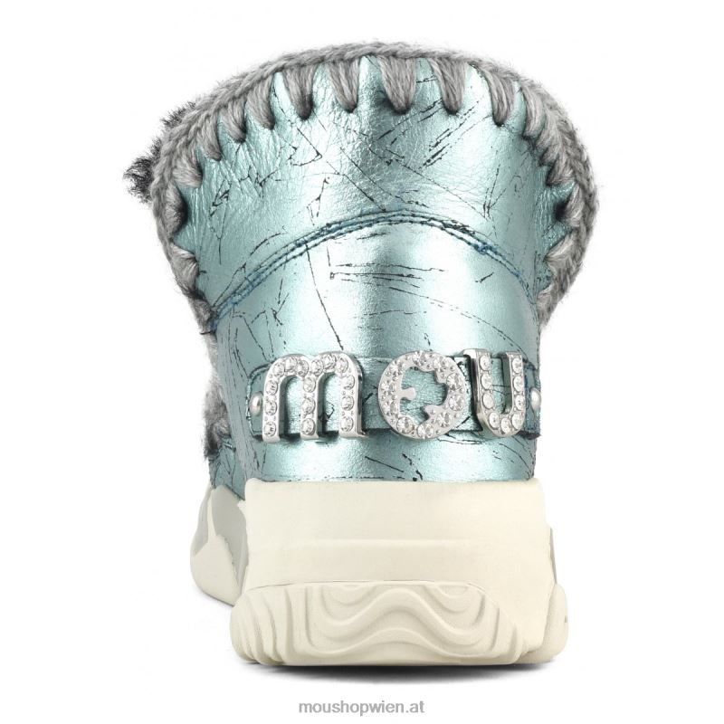 Frauen Eskimo-Trainer mit Strasssteinen Mou P660X694 Distressed-Metallic-Grün