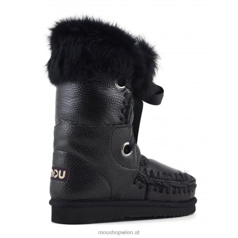 Frauen Eskimo-Spitze und Fell Mou P660X310 geprägtes Spiralschwarz