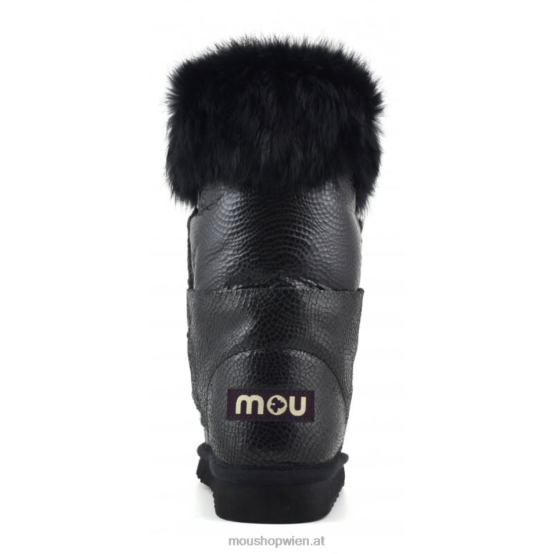 Frauen Eskimo-Spitze und Fell Mou P660X310 geprägtes Spiralschwarz