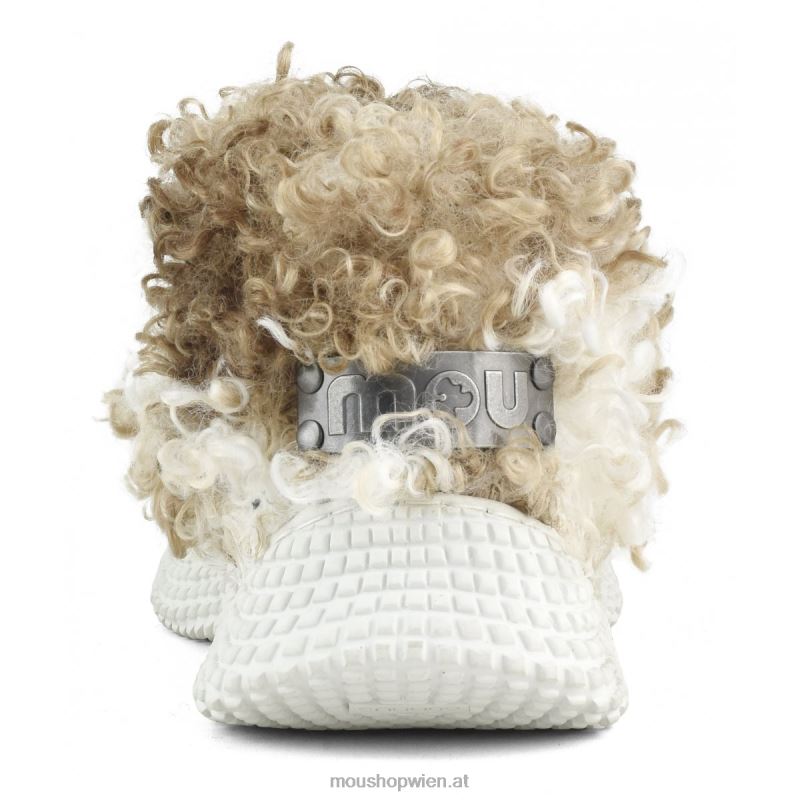 Frauen Slip-On-Stiefelette mit Öko-Sohle aus Teddyfleece Mou P660X343 lockiger Teddy-Beige-Mix