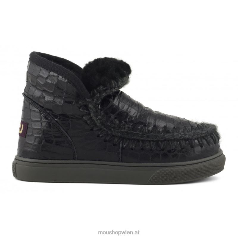 Frauen Eskimo-Sneaker Mou P660X666 schwarz glitzerndes Krokodil