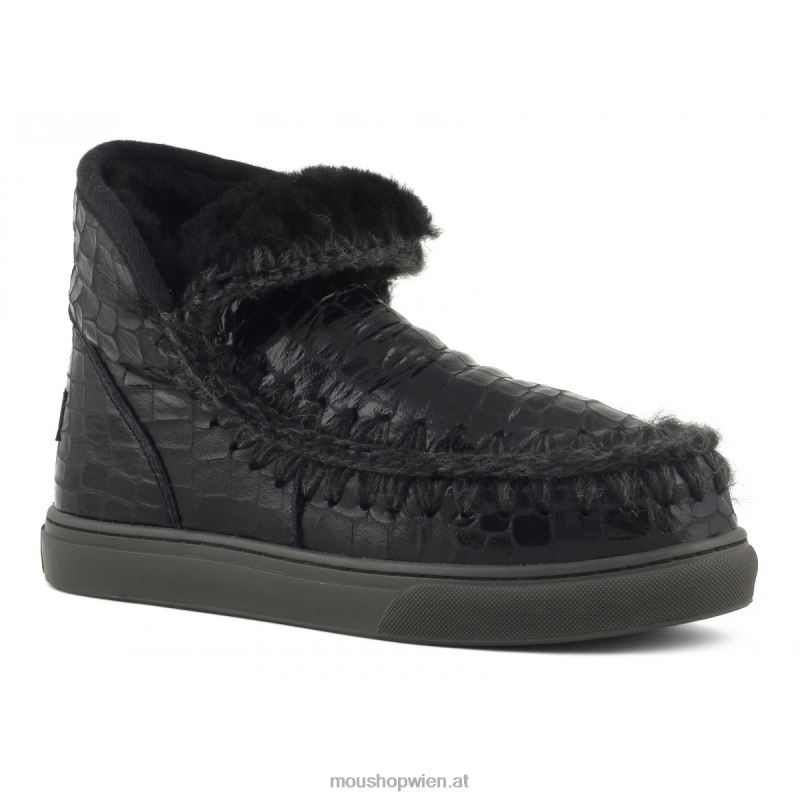 Frauen Eskimo-Sneaker Mou P660X666 schwarz glitzerndes Krokodil
