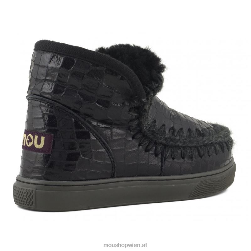 Frauen Eskimo-Sneaker Mou P660X666 schwarz glitzerndes Krokodil
