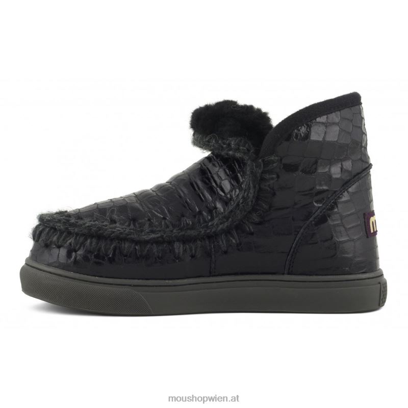 Frauen Eskimo-Sneaker Mou P660X666 schwarz glitzerndes Krokodil