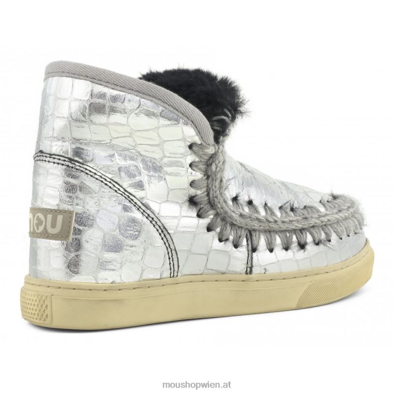 Frauen Eskimo-Sneaker Mou P660X667 schwarz silber glitzerndes Krokodil